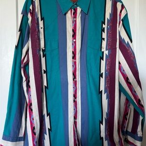 Rustler Multicolor Striped Casual Button Down Shirt